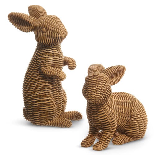 Brown Basketweave Rabbits Easter Decorations RAZ 