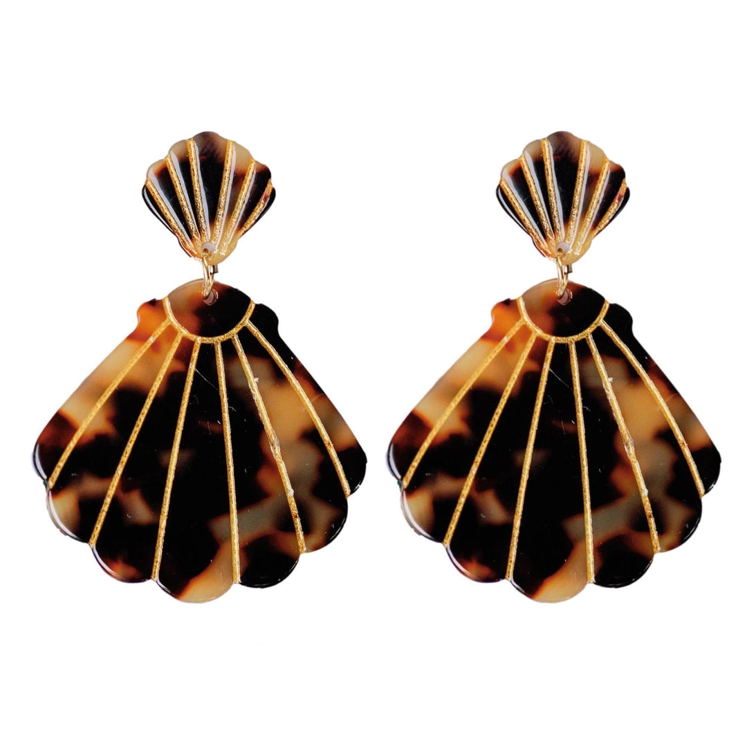 Brown Tortoise Shell Statement Earrings Womens Earrings St. Armands Designs 