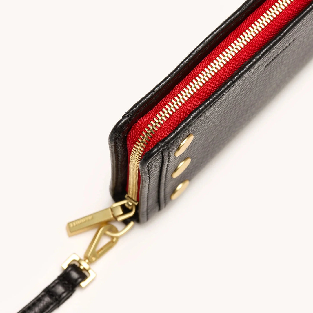 Bryant Leather Wallet - Black with Red Purse Hammitt 