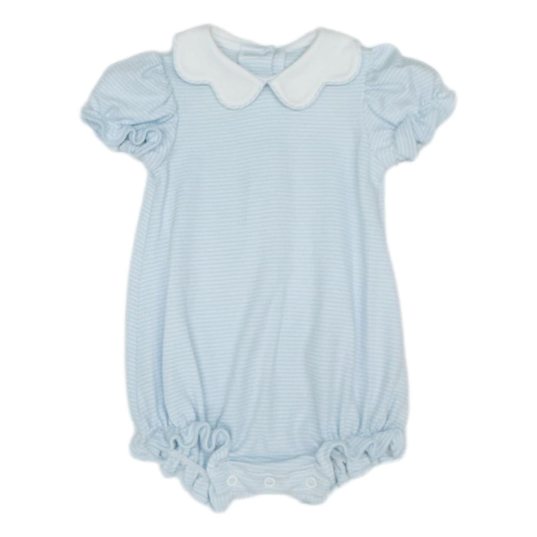 Bryar Knit Short Sleeve Bubble - Light Blue Stripe Girl Bubble Zuccini Kids 