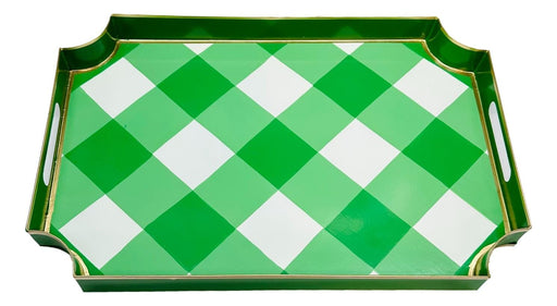 Buffalo Plaid Hand Painted Tray - Green Decorative Tray Jayes Studio 