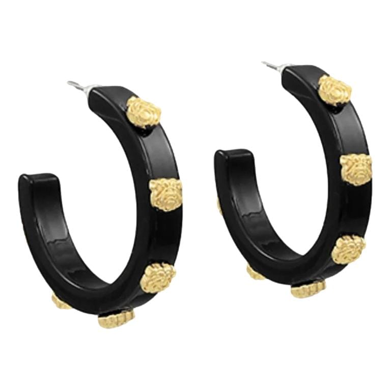 Bulldog Head Earrings Womens Earrings Golden Stella Black 
