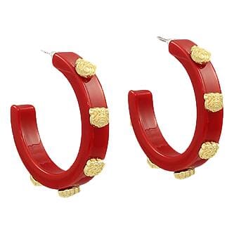 Bulldog Head Earrings Womens Earrings Golden Stella Red 
