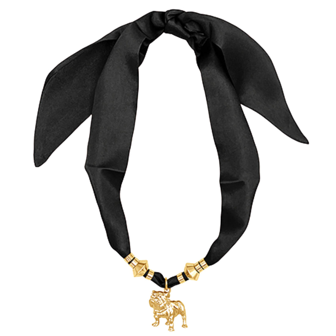 Bulldog Pendant Scarf Necklace - Black Womens Necklace Golden Stella 