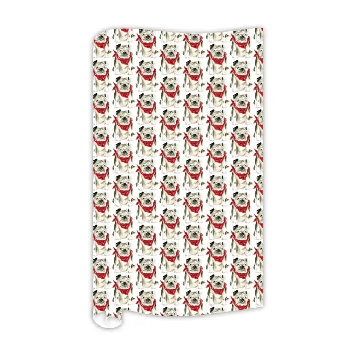 Bulldog with Red & Black Bandana Wrapping Paper Wrapping Paper Rosanne Beck 