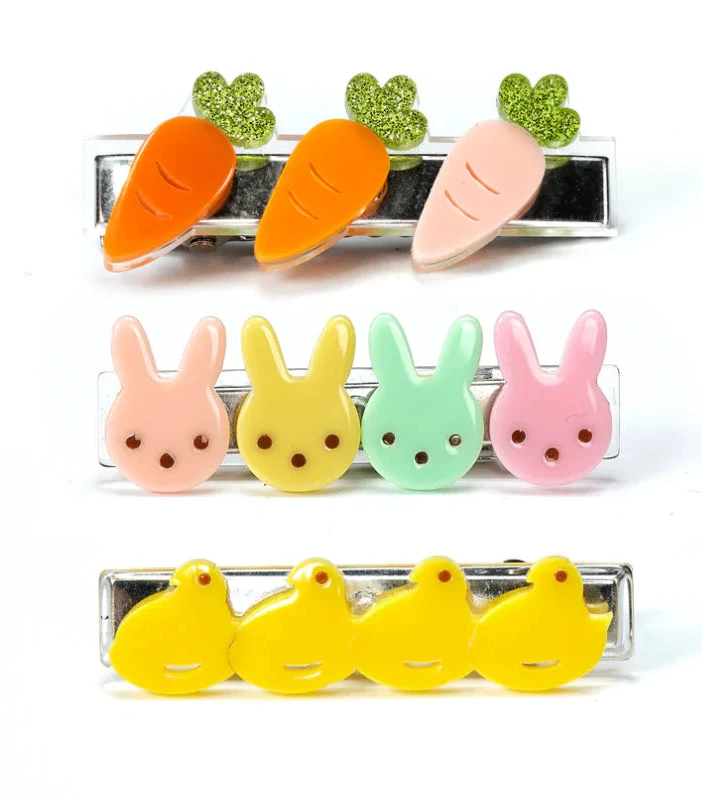 Bunnies, Carrots, and Chicks Hair Clips Girl Hair Accessory Lilies and Roses 