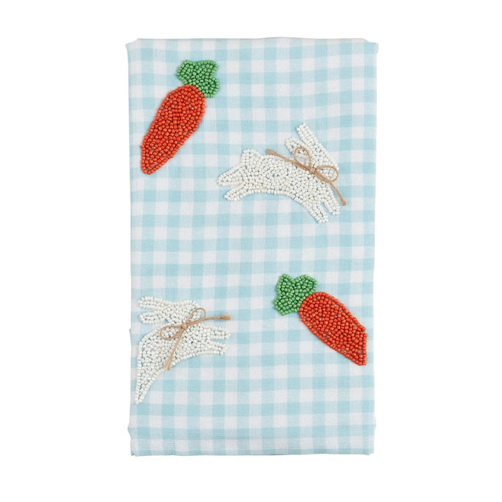 Bunny Carrot Easter Bead Towel Kitchen Towel MudPie 