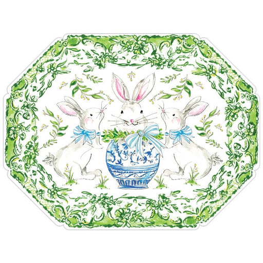 Bunny in Chinoiserie Pot Paper Placemats Placemats Rosanne Beck 