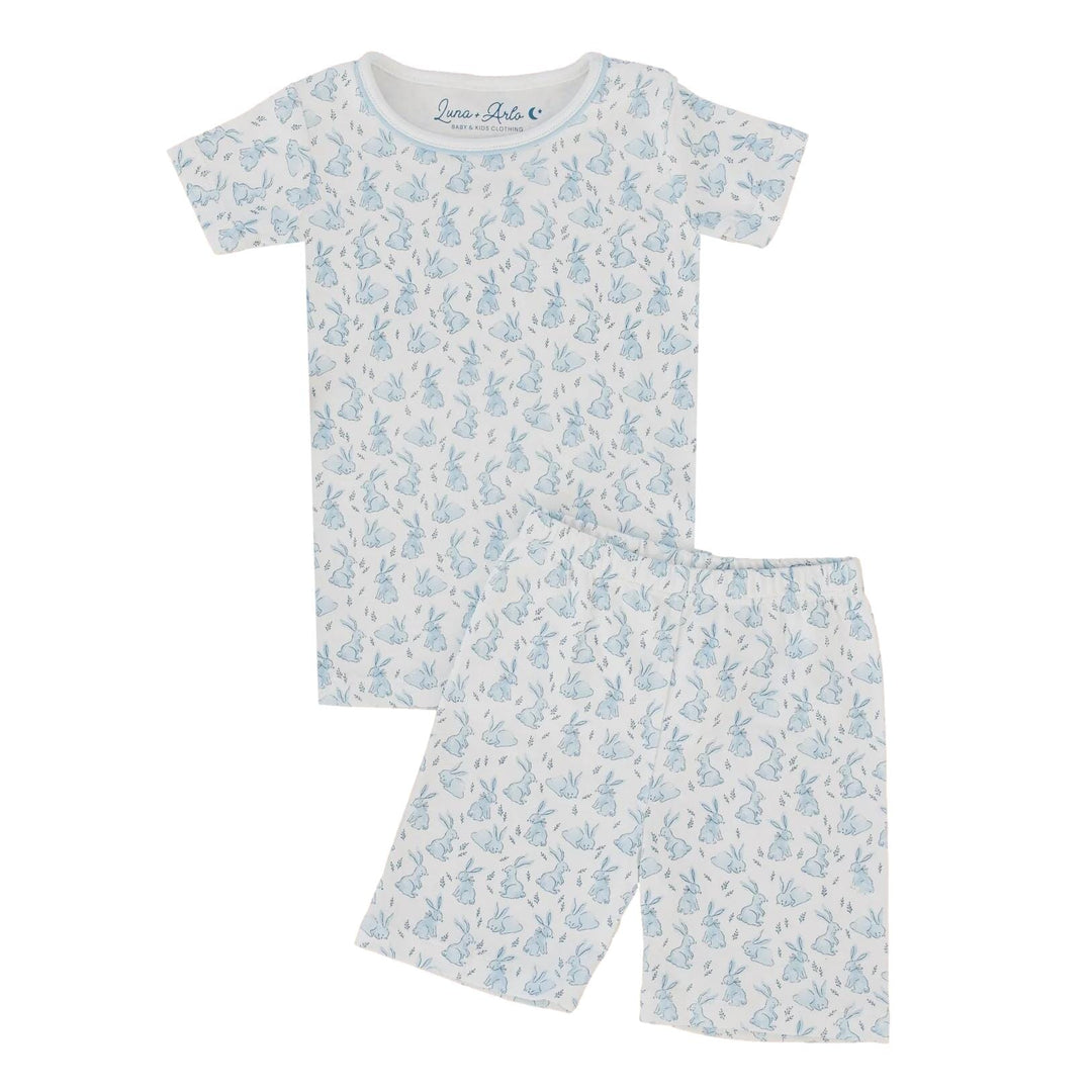 Bunny Patch Short Pajamas - Light Blue Boy Pajamas Magnolia Baby 