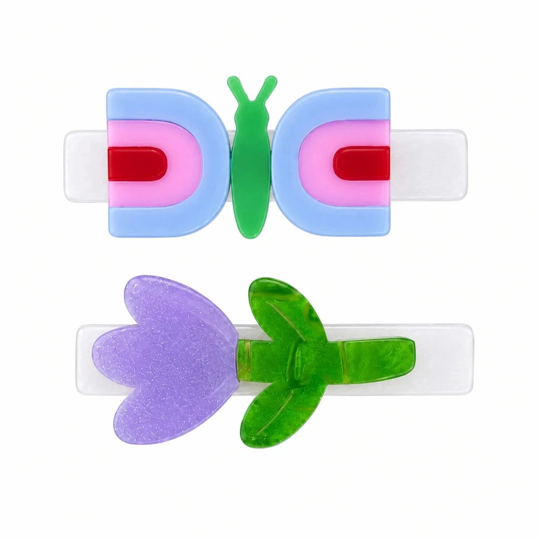 Butterfly & Tulip Hair Clips Girl Hair Accessory Lilies and Roses 
