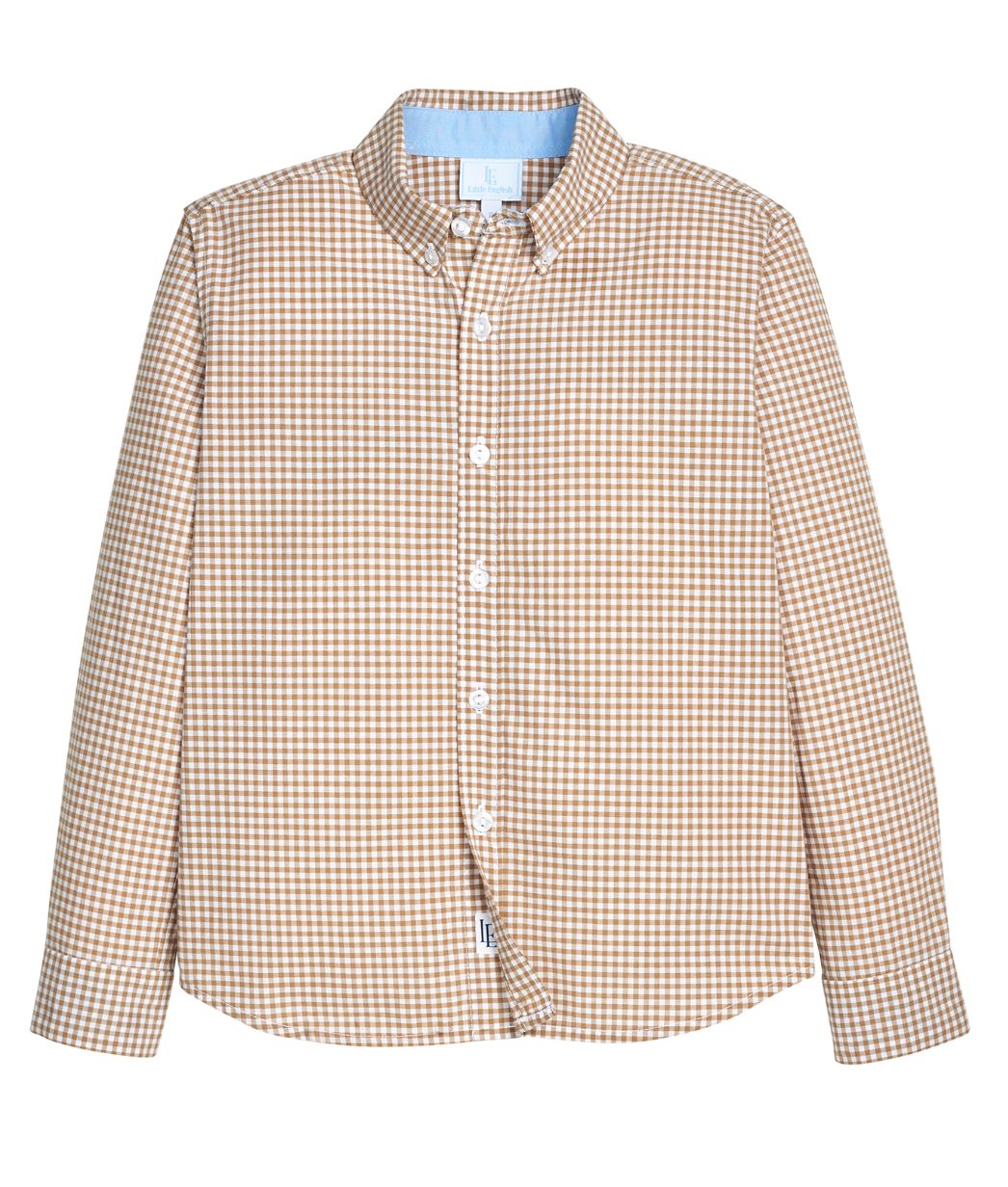 Button Down Shirt - Khaki Gingham Boy Shirt Little English 