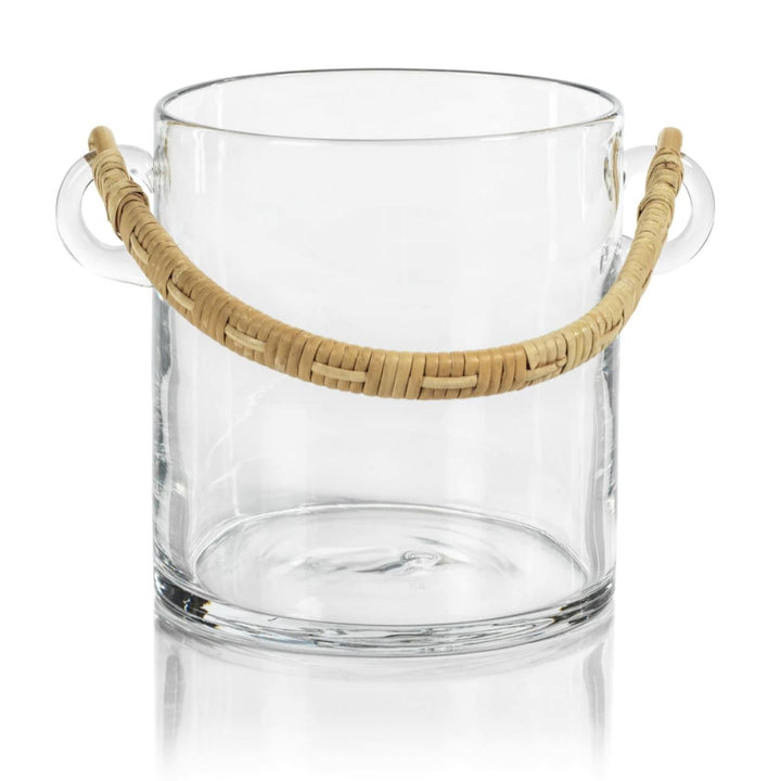 Byblos Glass Ice Bucket with Rattan Handle Ice Bucket Zodax 