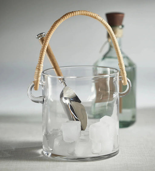 Byblos Glass Ice Bucket with Rattan Handle Ice Bucket Zodax 