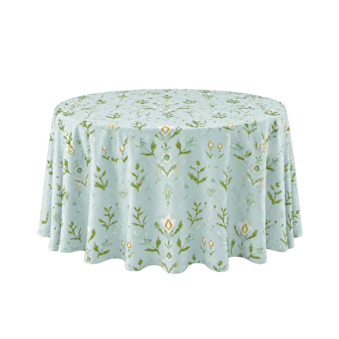 Round Tablecloth - Petal Garden Aqua