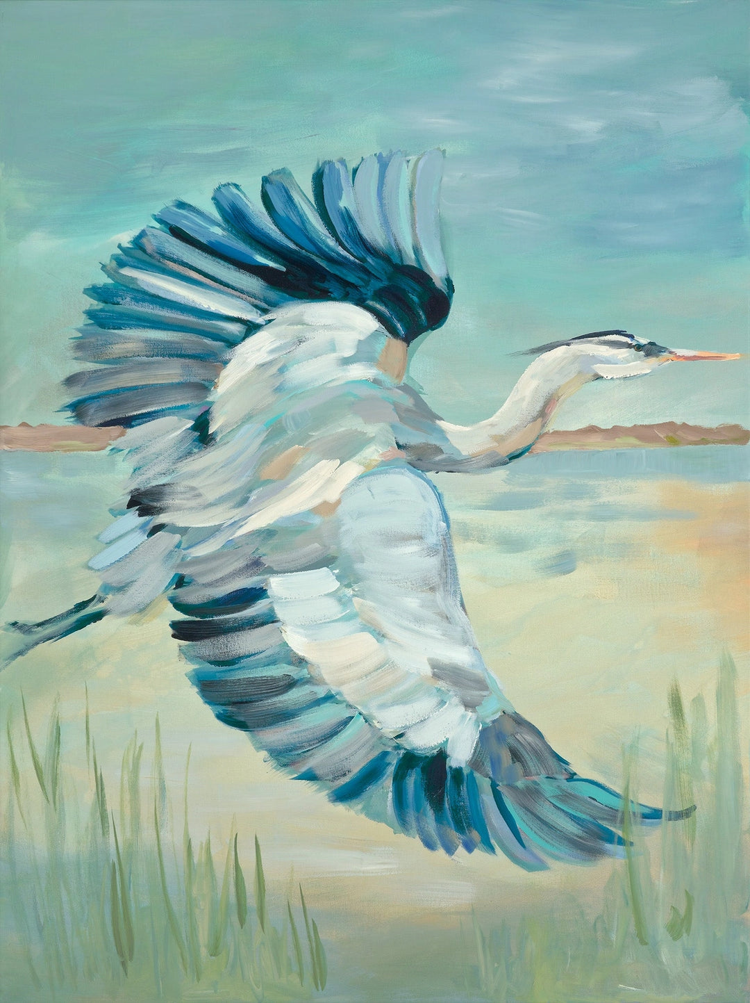 Heron On The Bay Print - Canvas 16" x 20"