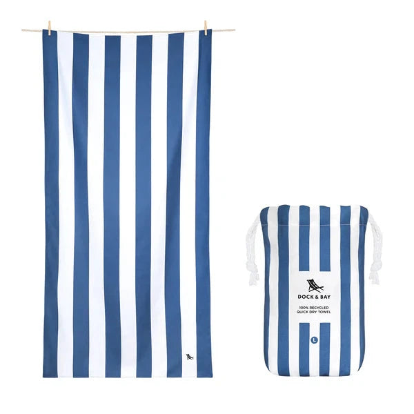 Cabana Quick Dry Towel - Large Beach Towels Dock and Bay Whitsunday Blue 