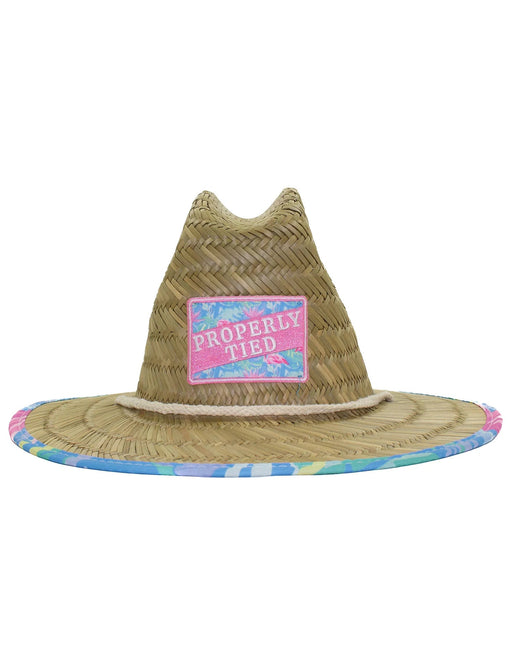 Cabo Straw Hat - Floral Flamingo Child Sunhat Properly Tied 