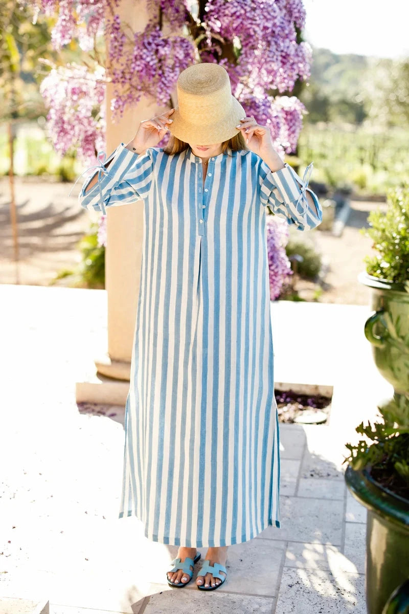 Cairo Kaftan - Blue Stripe Womens Dress Maison Marigold 