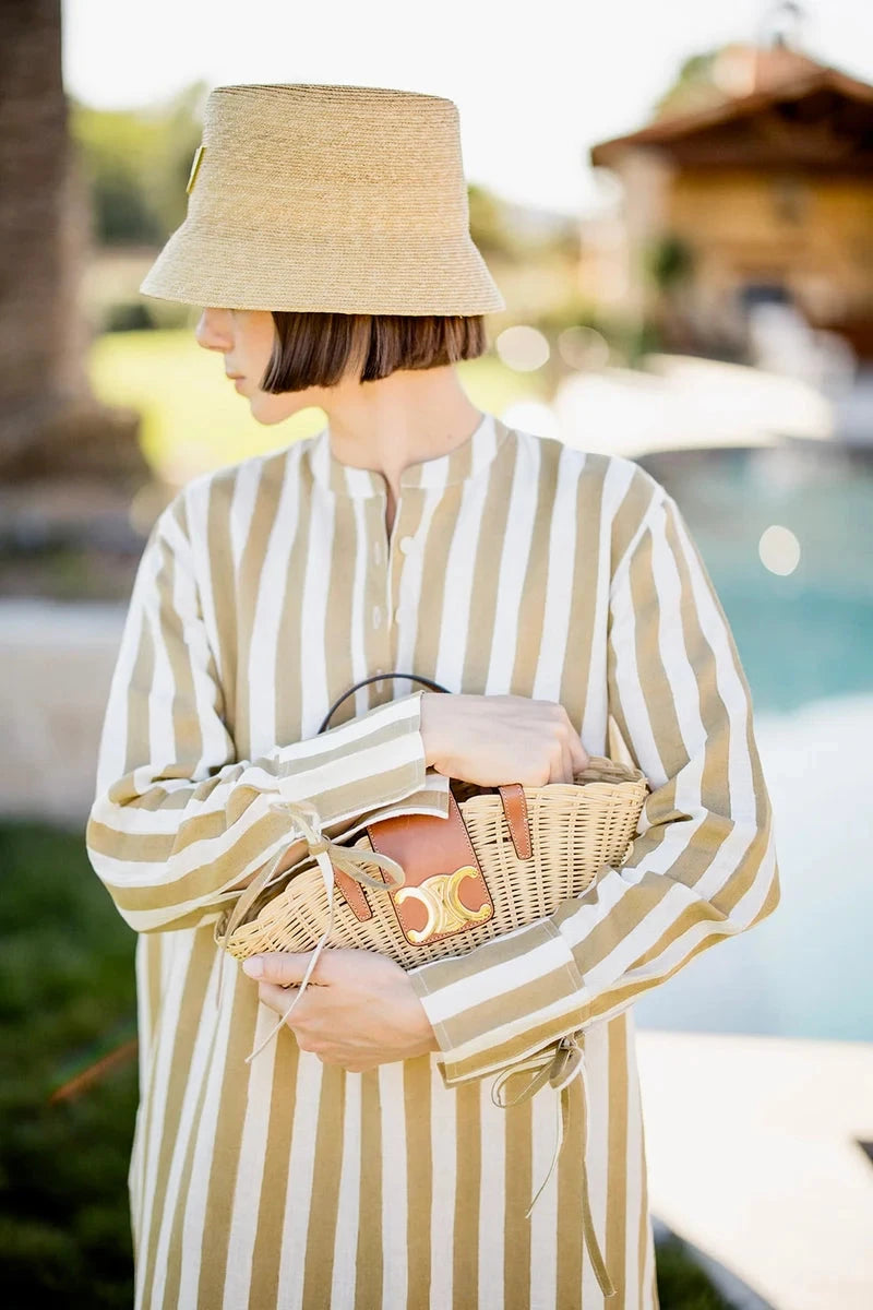 Cairo Kaftan - Khaki Stripe Womens Dress Maison Marigold 