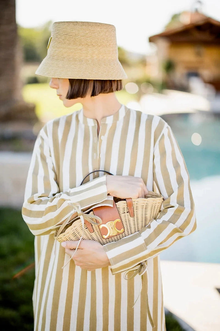 Cairo Kaftan - Khaki Stripe Womens Dress Maison Marigold 