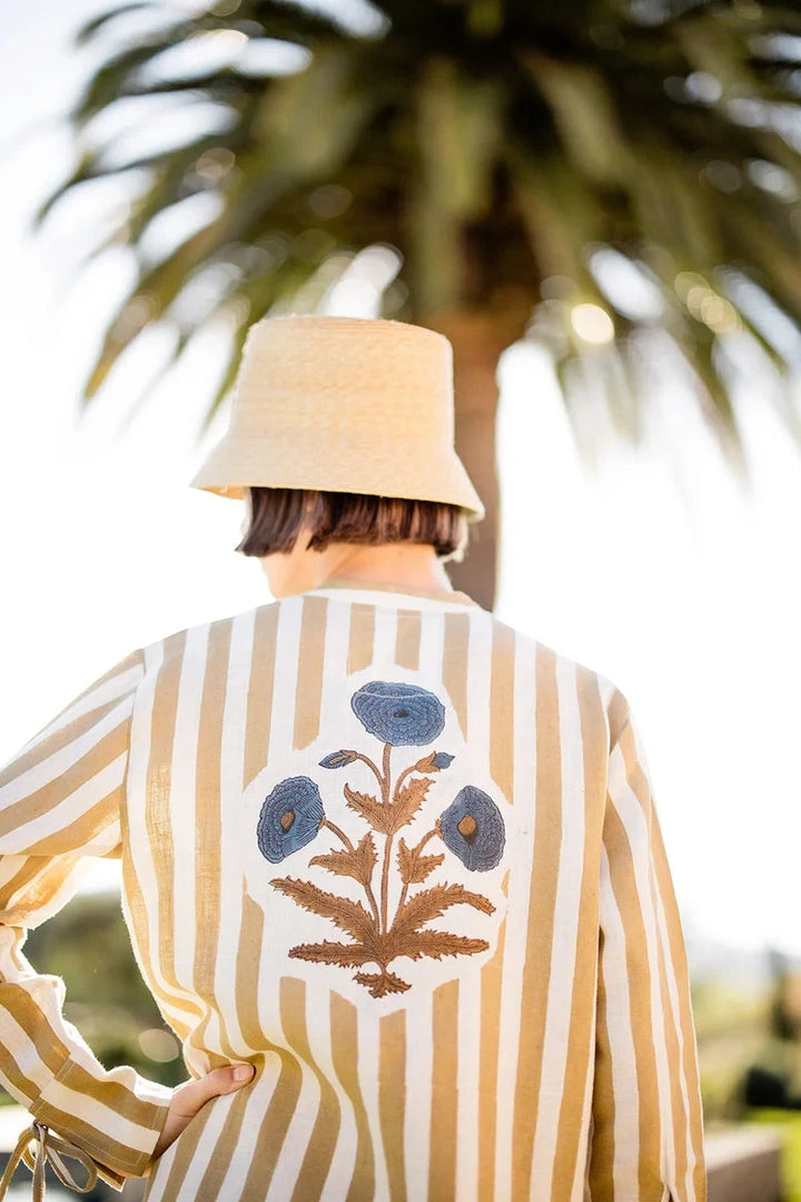 Cairo Kaftan - Khaki Stripe Womens Dress Maison Marigold 