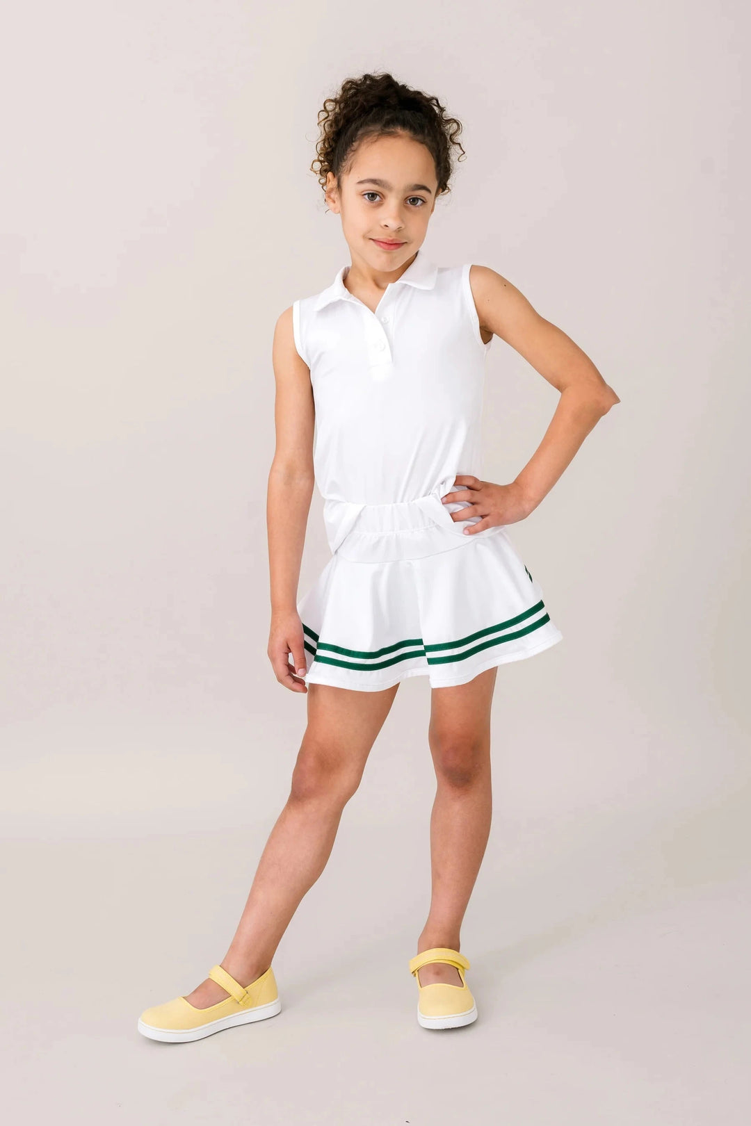 Callie Skort - Pure Coconut and Augusta Green Girl Skirt Set Athleisure 