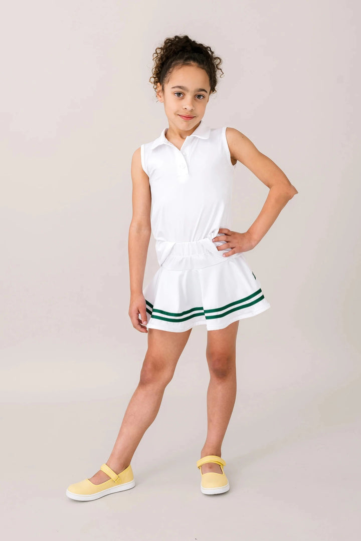 Callie Skort - Pure Coconut and Augusta Green Girl Skirt Set Athleisure 