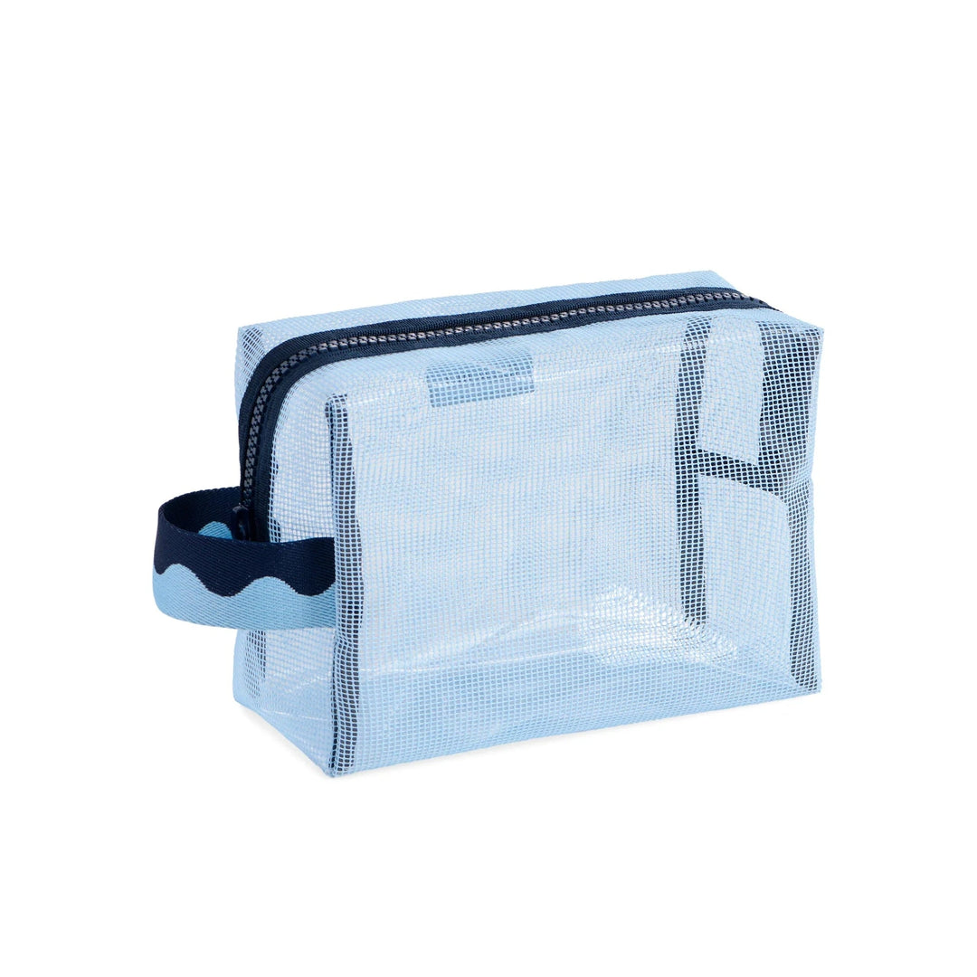 Camden Mesh Zip Pouch- Blue Cosmetic/Accessories Bags Shiraleah 