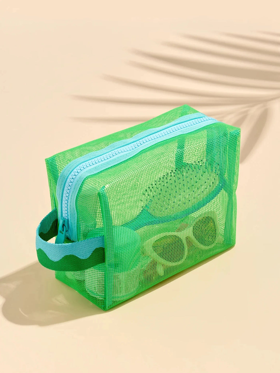 Camden Mesh Zip Pouch - Green Cosmetic/Accessories Bags Shiraleah 