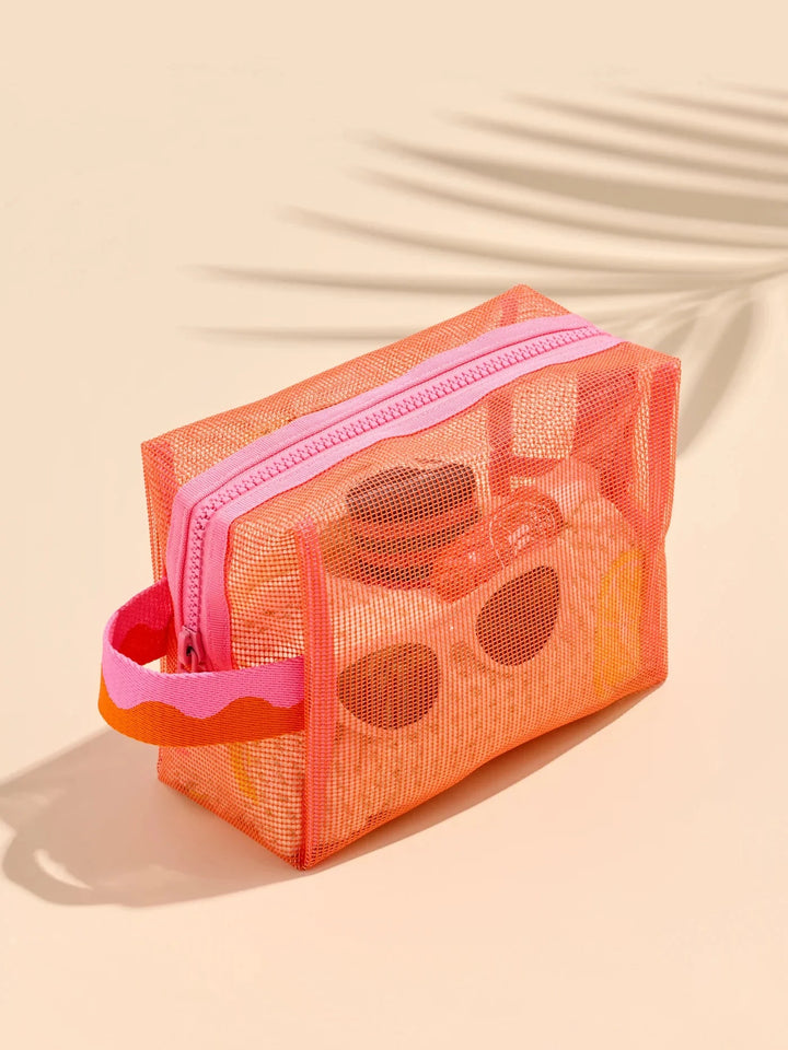 Camden Mesh Zip Pouch - Orange Cosmetic/Accessories Bags Shiraleah 