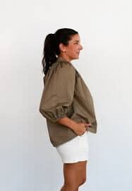 Camille Top - Taupe and Neon Womens Shirt Caryn Lawn 