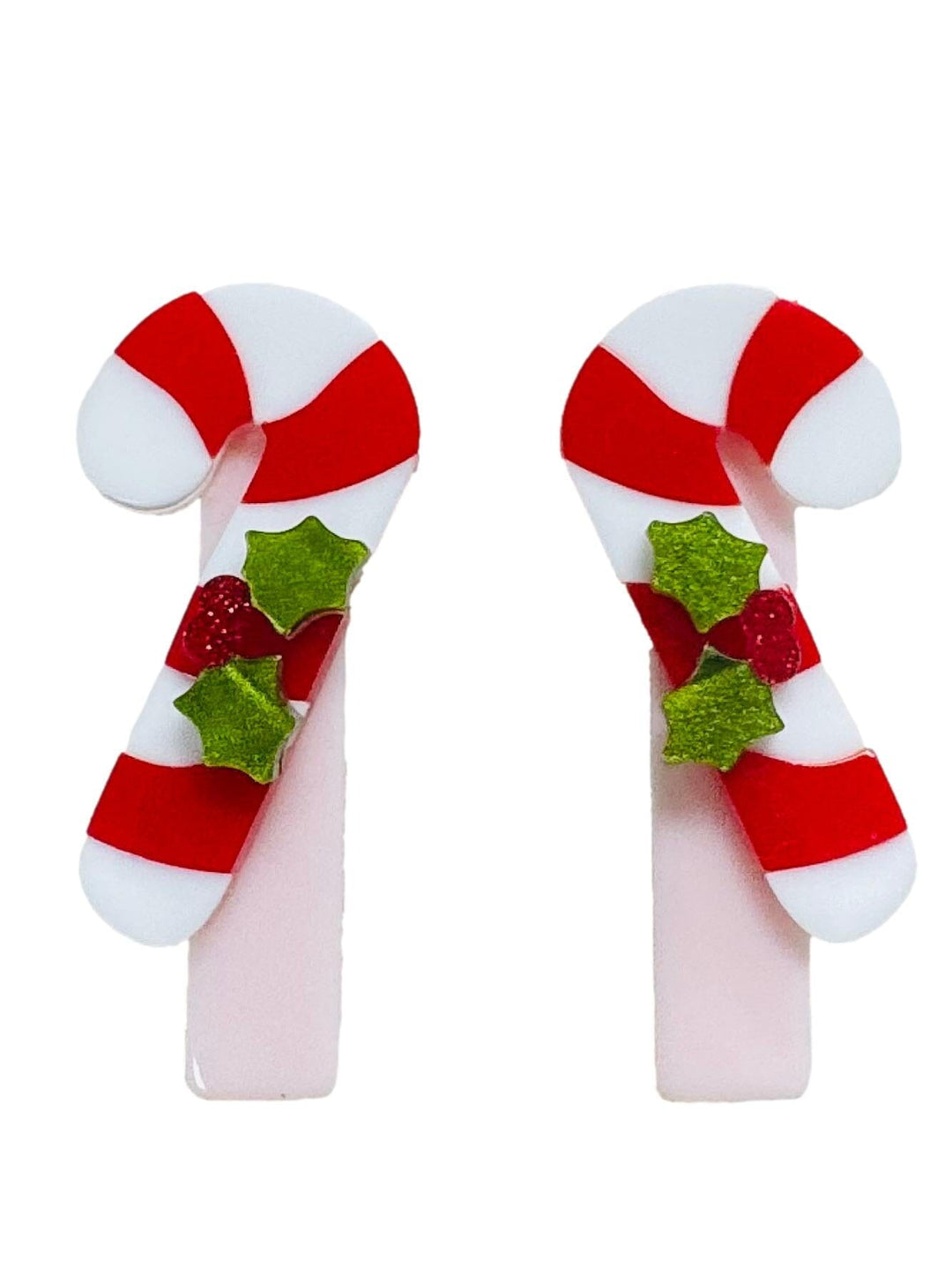 Candy Cane Alligator Clips Girl Hair Accessory Lilies and Roses 