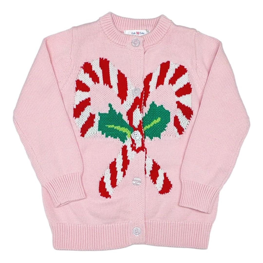 Candy Cane Knit Cardigan Sweater Girl Shirt Lulu Bebe 