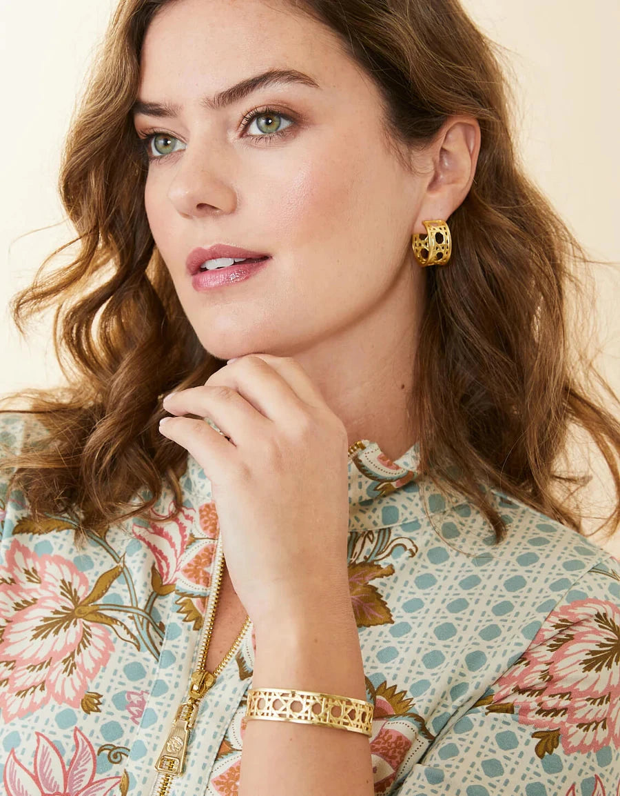 Cane Midi Hoop Earrings - Gold Womens Earrings Spartina 