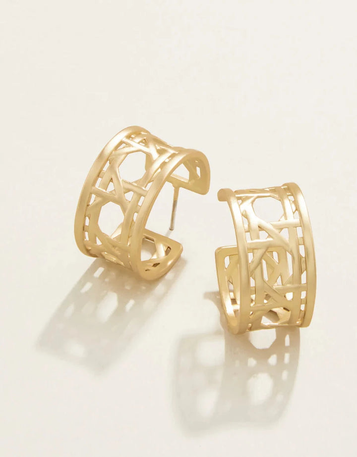 Cane Midi Hoop Earrings - Gold Womens Earrings Spartina 