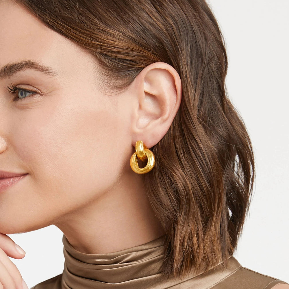 Cannes Doorknocker Earrings - Gold Womens Earrings Julie Vos 