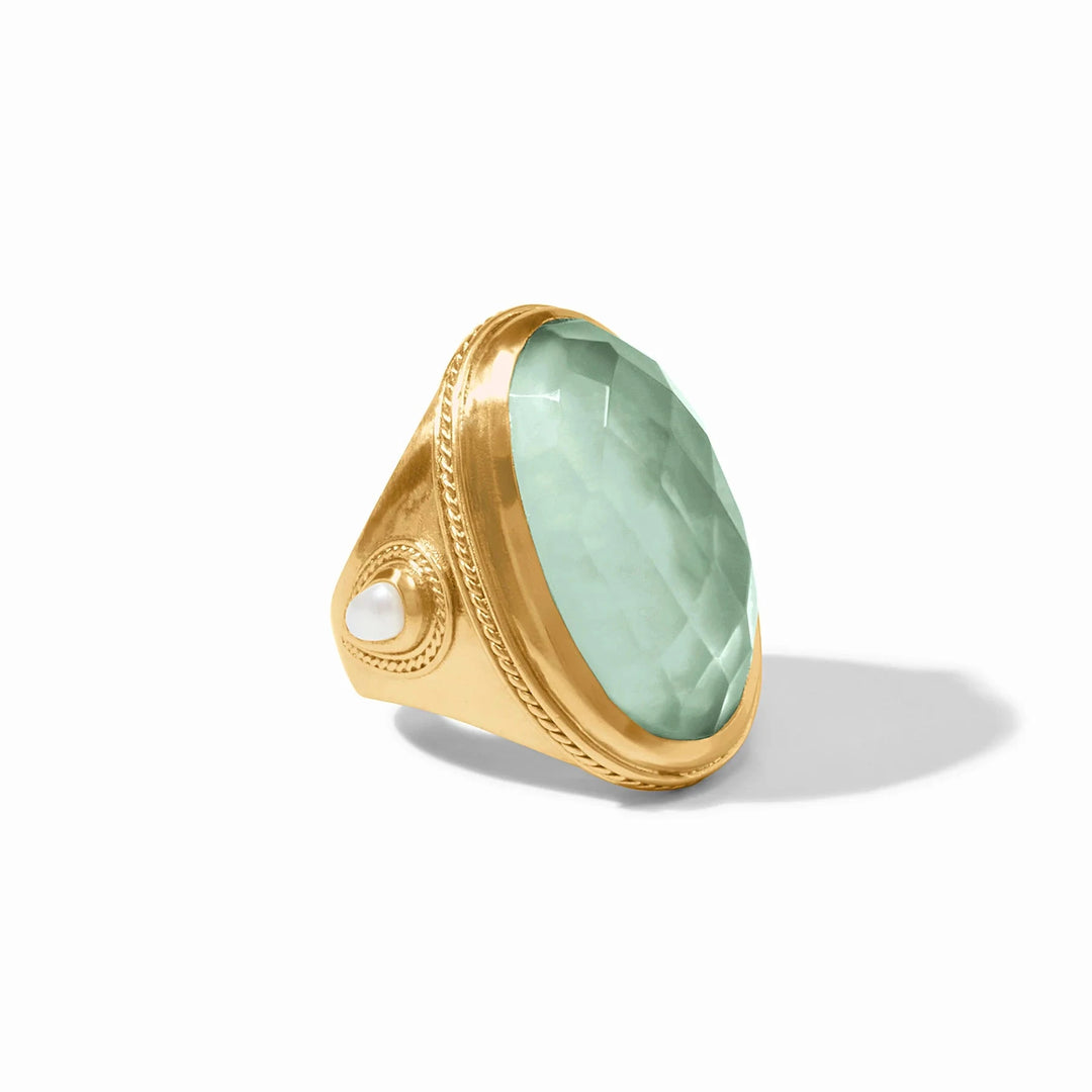 Cannes Statement Ring - Iridescent Aquamarine Blue Womens Ring Julie Vos 