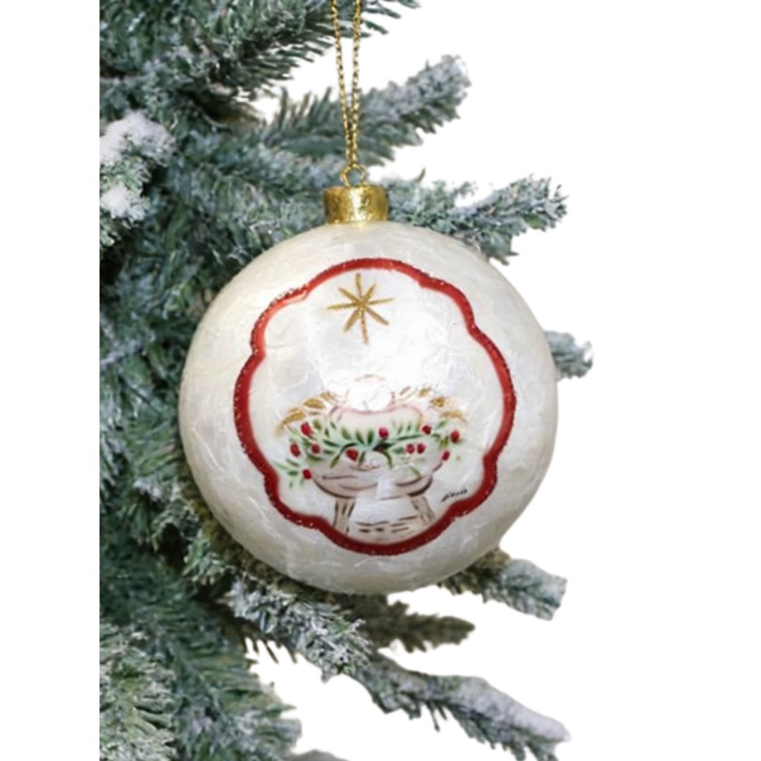Capiz Woodland Holy Ornaments Christmas Ornament Trade Cie Manger 