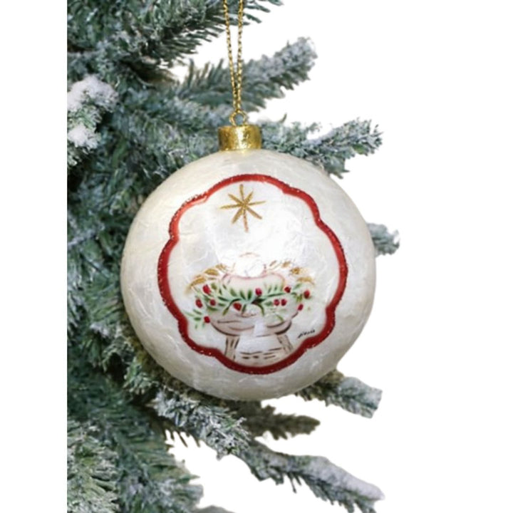 Capiz Woodland Holy Ornaments Christmas Ornament Trade Cie Manger 