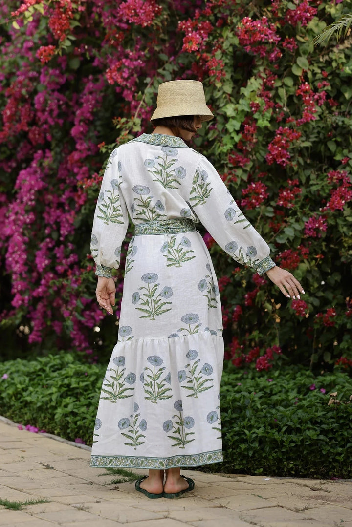 Capri Maxi Dress - Blue Flower Womens Dress Maison Marigold 