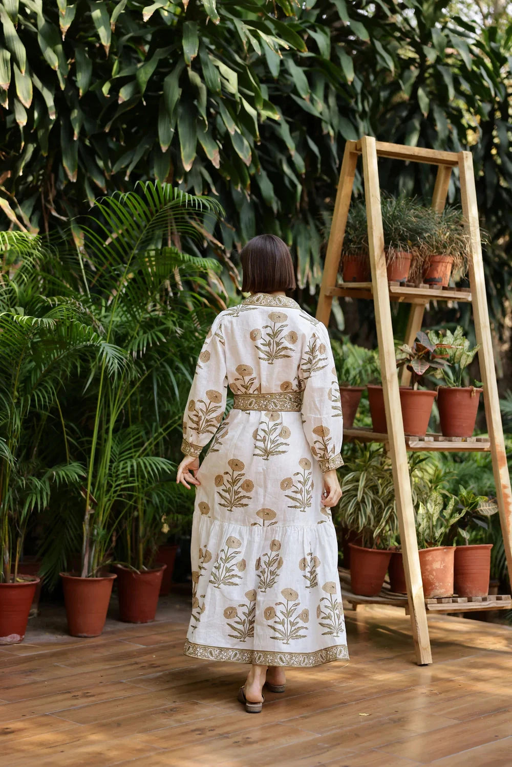Capri Maxi Dress - Khaki Flower Womens Dress Maison Marigold 