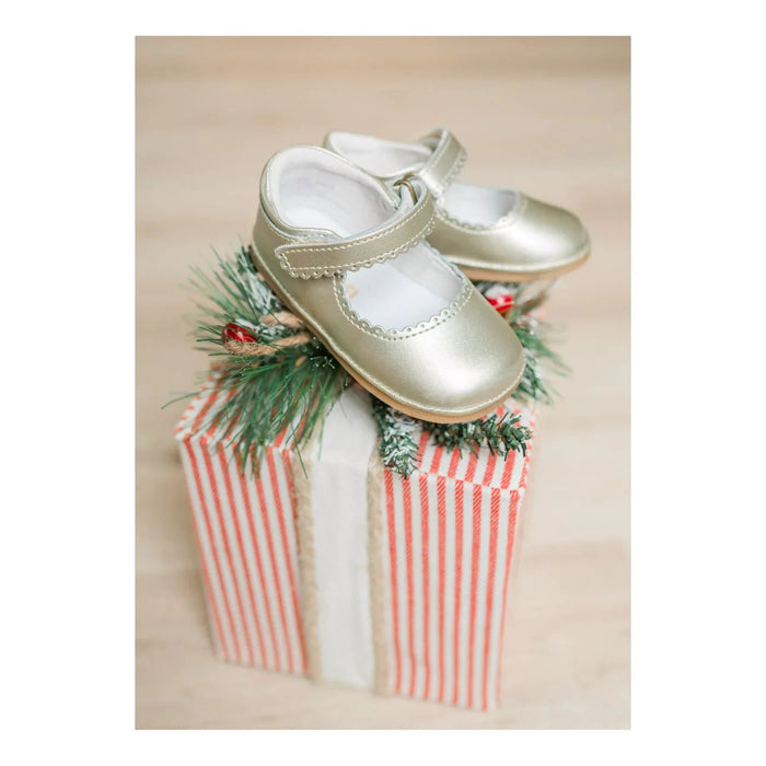 Cara Scalloped Mary Jane Baby - Gold Children Shoes L'Amour 