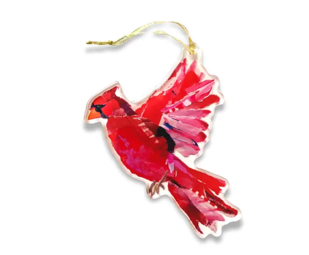 Cardinal in Flight Acrylic Ornament Ornament Lauren Dunn 