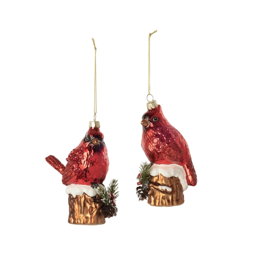 Cardinal on Stump Ornament Christmas Ornament 180 Degrees 