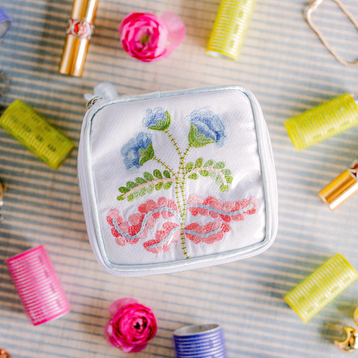 Carnation Jewelry Box- Blue Cosmetic/Accessories Bags Lenora 