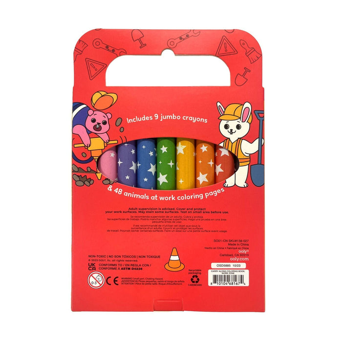 Carry Along Crayons and Coloring Book - Work Zone Coloring Supplies Ooly 