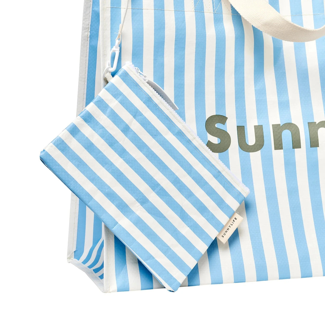 Carryall Beach Bag - La Mer Med Blue Stripe Beach Bag Sunny Life 