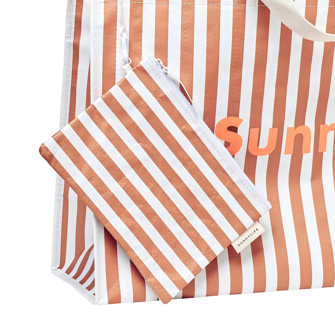 Carryall Beach Bag - Tierra Clay Stripe Beach Bag Sunny Life 