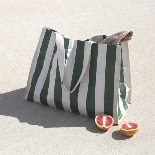 Carryall Beach Bag - Vacay Olive Stripe Beach Bag Sunny Life 