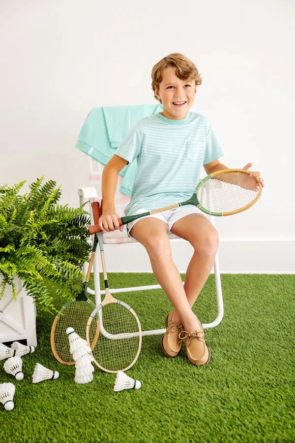 Carter Crewneck - Turks Teal Stripe Boy Shirt Beaufort Bonnet 
